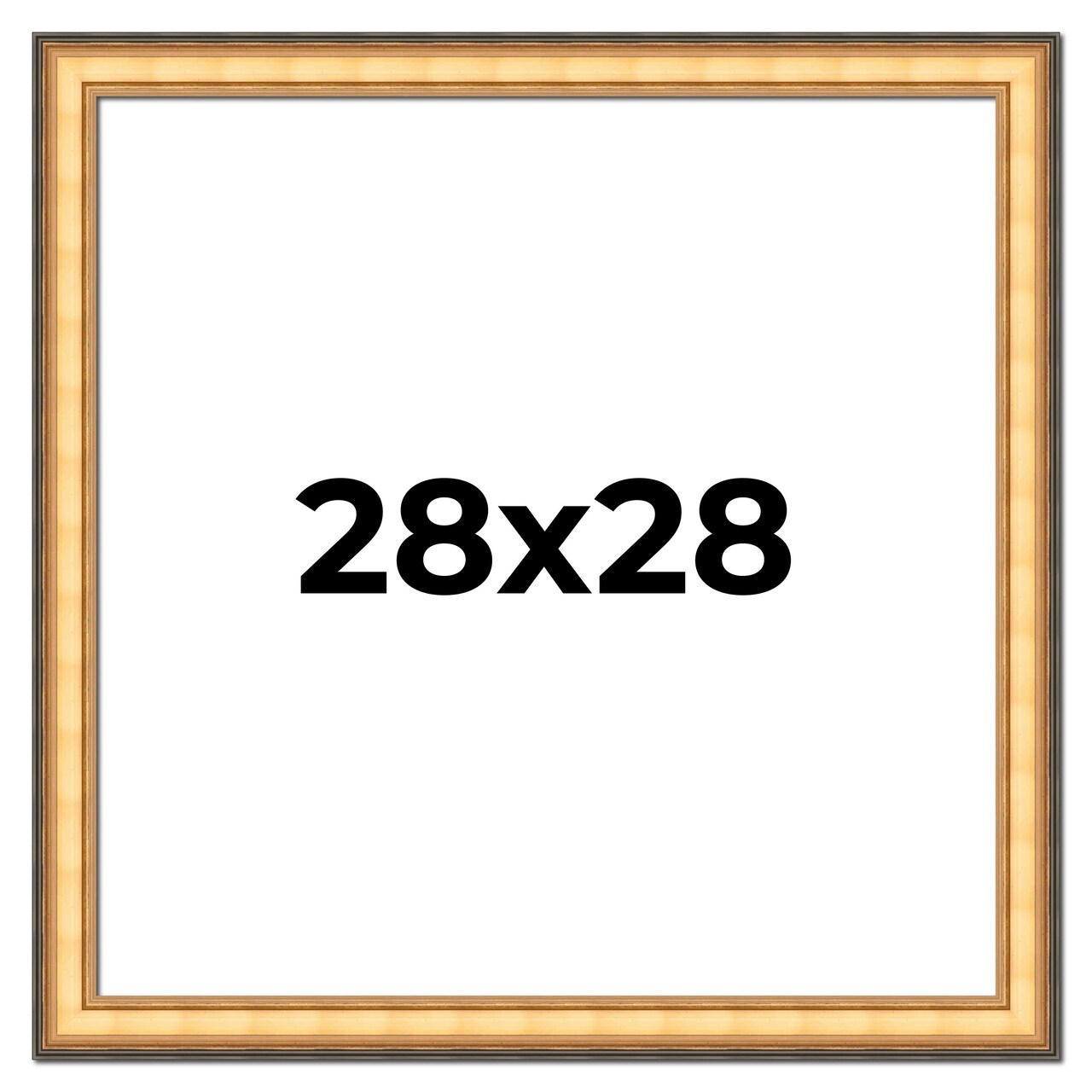 Square Traditional Gold Picture Frame - UV Acrylic, Foam Board Backing, Hanging Hardware